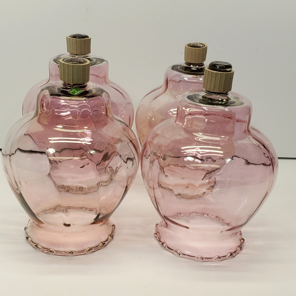 Vintage Votive Cups Pink Celeste Optic Ruffle Peg Candle Home Interior QTY 4